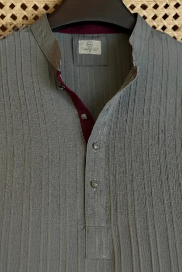 Light Grey with Maroon Contrast Panjabi