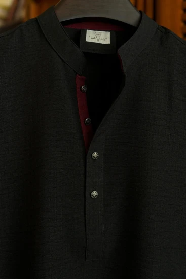 Black with Maroon Contrast Panjabi