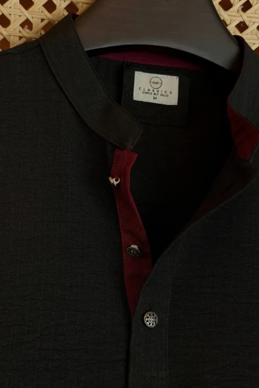 Black with Maroon Contrast Panjabi