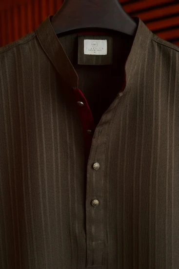 Deep Olive with Maroon Contrast Panjabi