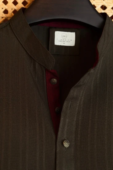 Deep Olive with Maroon Contrast Panjabi