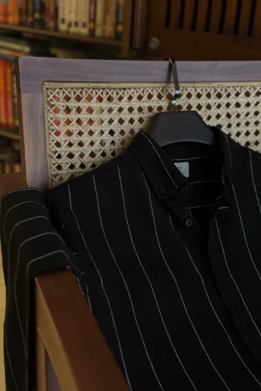 Black With White Single Stripe Shirt