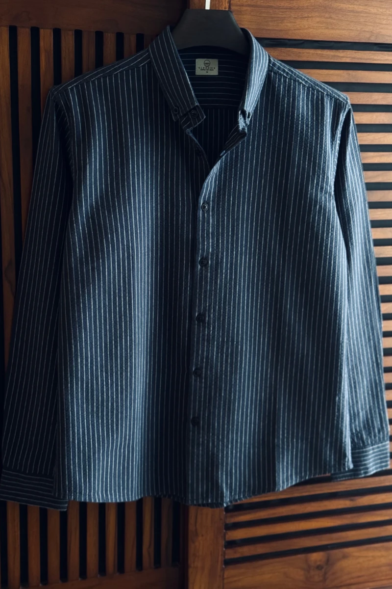 Navy Casual Knit Set with White Stripes main image 1