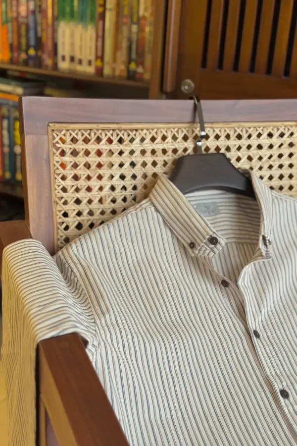 Beige With Navy-Brown Stripe