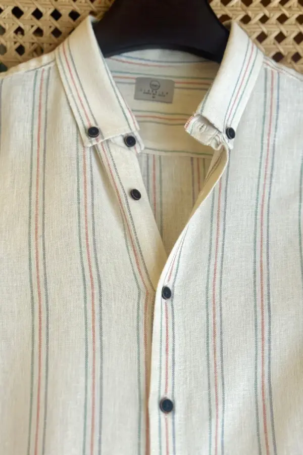 Cream With Green Orange Stripes