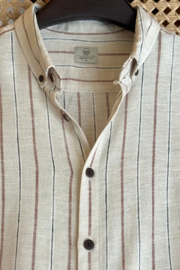 Beige Cream with Multi Color Stripes