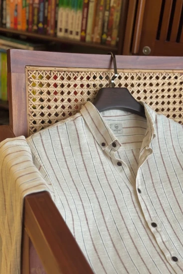 Beige Cream with Multi Color Stripes