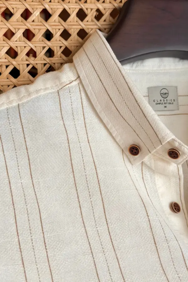 Warm Cream With Brown Stripe