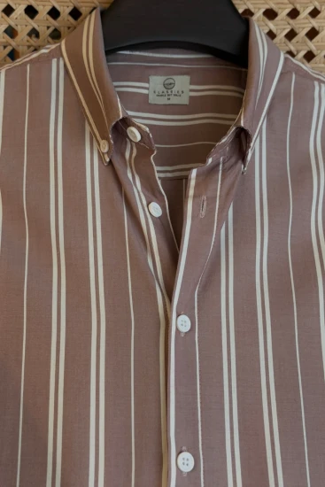 Dusty Rose With Off-White Vertical Stripes Shirt