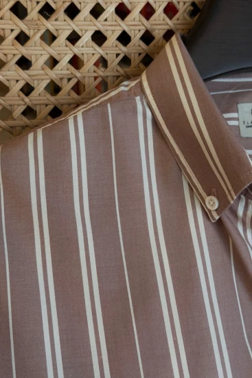 Dusty Rose With Off-White Vertical Stripes Shirt
