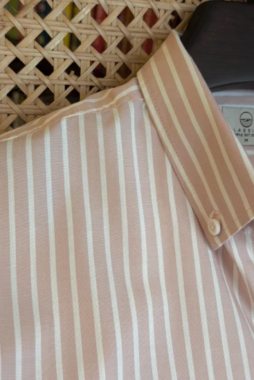 Soft Blush Pink With White Vertical Stripes Shirt