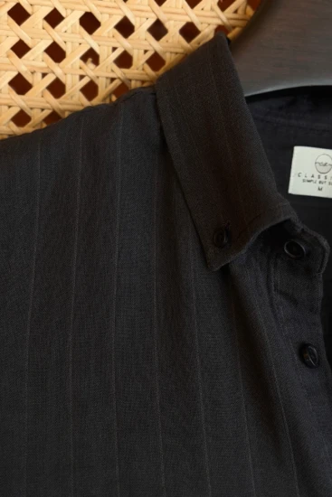 Charcoal Black with Subtle Pinstripes Shirt