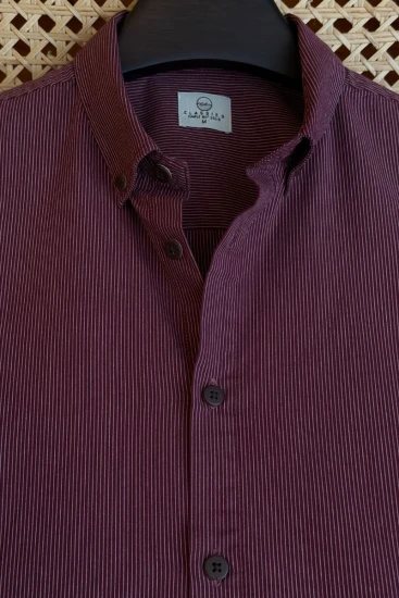 Deep Wine with white Micro Pinstripes Shirt