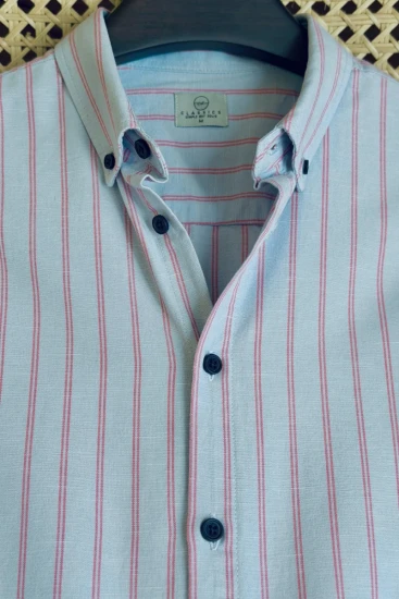 Dusty Blue With Orange Stripe Shirt