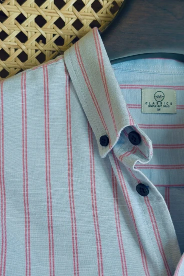 Dusty Blue With Orange Stripe Shirt