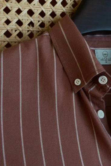 Russett Brown With Off white Stripe Shirt