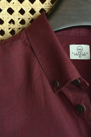 Red Maroon & Grey Pinstriped Shirt