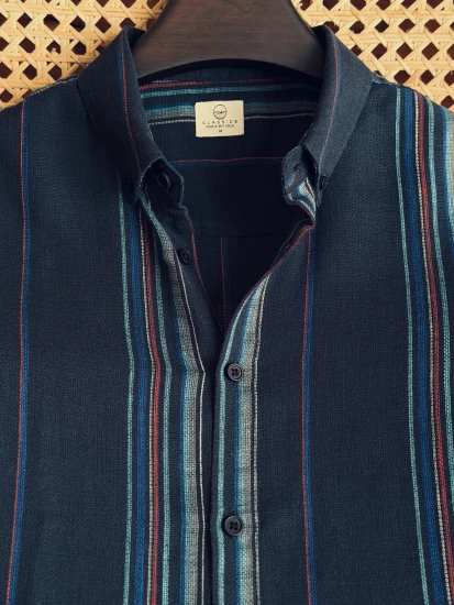 Navy Blue With Multi Pinstripes Shirt
