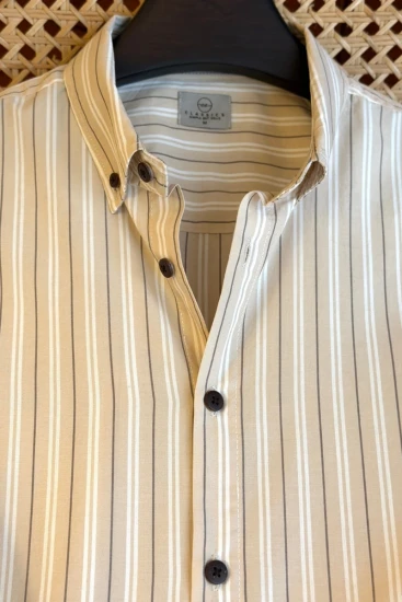 Light Beige with White Chocolate PinStripe Shirt