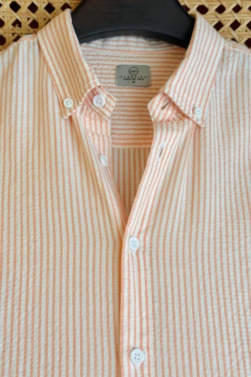 Soft Orange with Offwhite Stripe Shirt