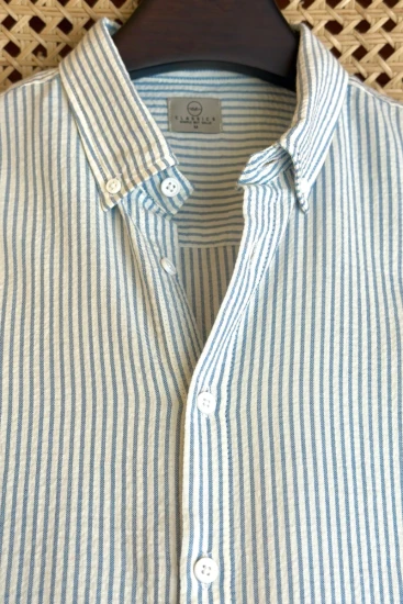 Muted Blue with OffWhite Stripe Shirt
