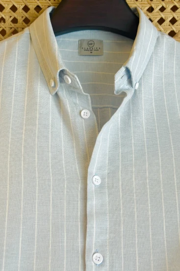 Light Dusty Powder Blue with White Stripe Shirt