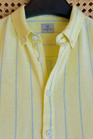 Pastel Lemon with Blue Stripe Shirt
