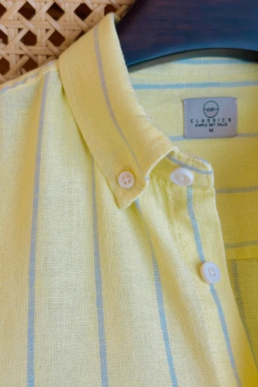 Pastel Lemon with Blue Stripe Shirt