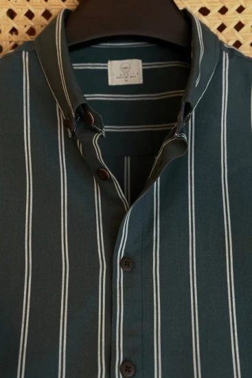Jungle Green With White Pinstripe Shirt