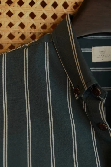 Jungle Green With White Pinstripe Shirt