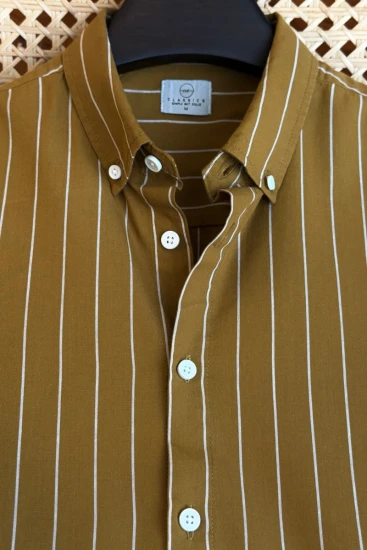 Mustard Brown With White Pinstripe Shirt
