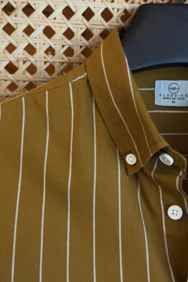 Mustard Brown With White Pinstripe Shirt