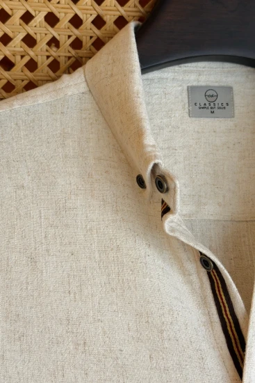 Off-White Beige with Chocolate Maroon Contrast Shirt