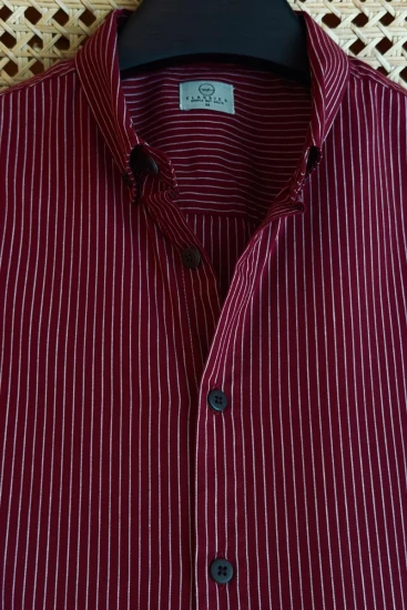 Deep Maroon with White Pinstripes Shirt