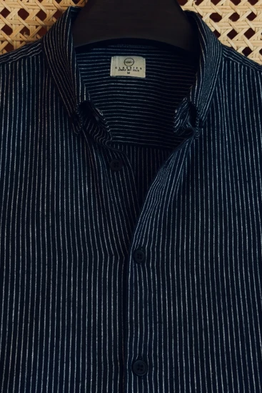 Deep Navy Blue with White Pinstripes Shirt