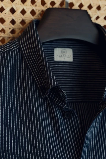 Deep Navy Blue with White Pinstripes Shirt