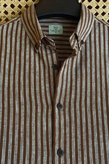 Chocolate Brown & Oatmeal Beige Stripe Shirt