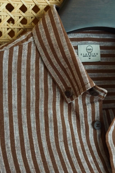 Chocolate Brown & Oatmeal Beige Stripe Shirt