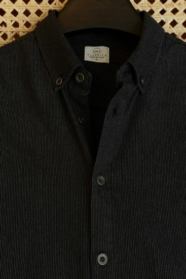 Black with Brown Pinstripe Shirt