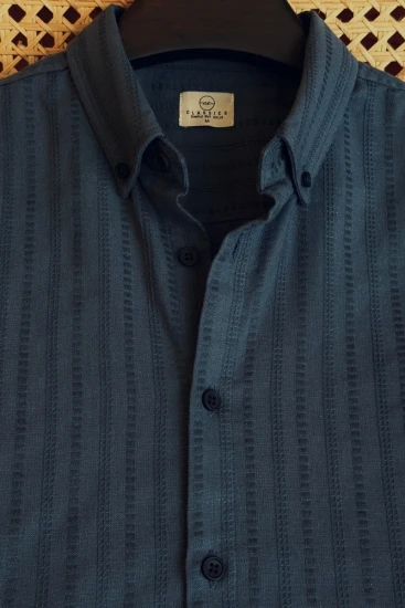 Slate Blue Textured Shirt