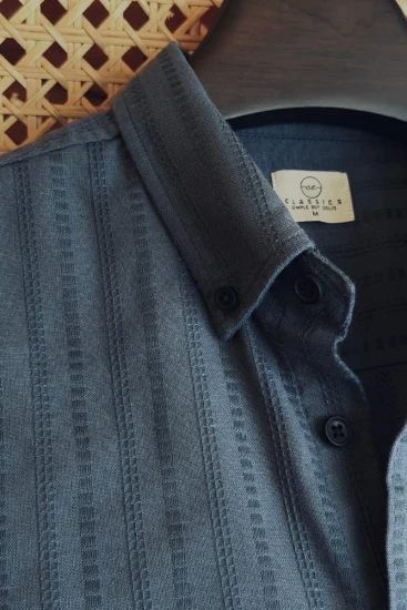 Slate Blue Textured Shirt