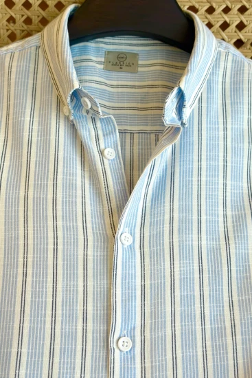 Light Blue & White With Deep Navy Stripes Shirt