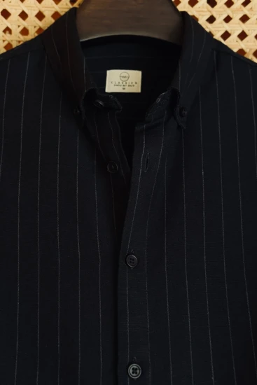 Blackish Navy with Cool Gray Stripe  Shirt