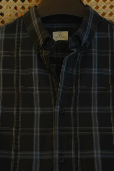 Matte Black, Blue & Grey Check Shirt