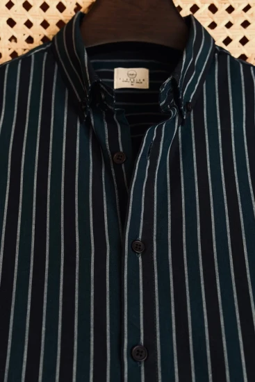 Deep Navy with Midnight Blue & Light Grey Stripes Shirt