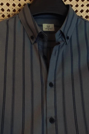 Cool Grey with Navy Blue Stripes Shirt
