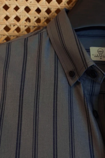 Cool Grey with Navy Blue Stripes Shirt