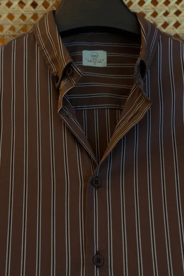Coffee Brown with Black grey Stripes Shirt