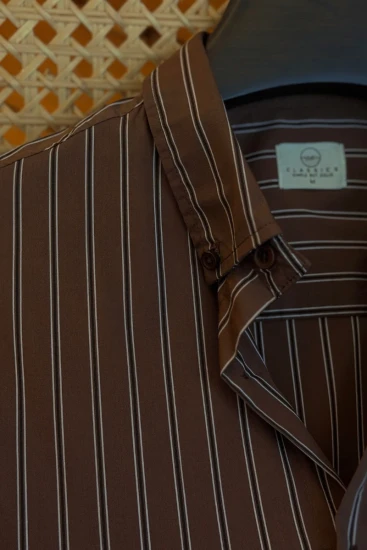 Coffee Brown with Black grey Stripes Shirt
