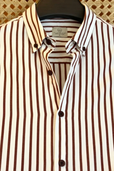 Off-White with Chocolate Maroon Stripes